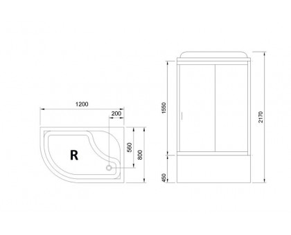 Душевая кабина Royal Bath RB 8120BK3-WC-CH 120х80 см, с матовыми стеклами, правосторонняя