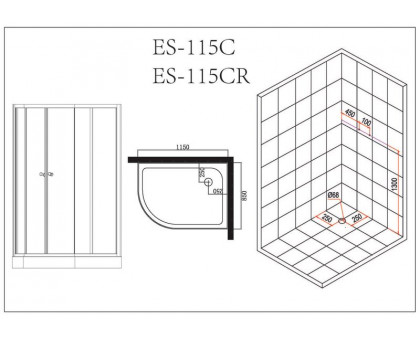 Душевая кабина Esbano ES-115CR R