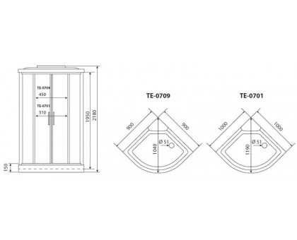 Душевая кабина Timo ECO TE-0709 Р 90х90 см