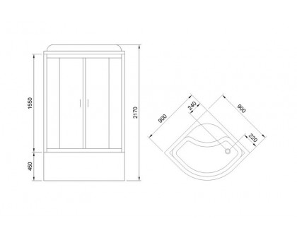 Душевая кабина Royal Bath RB 90BK6-BT-CH 90х90 см, с прозрачными стеклами