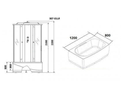 Душевая кабина Niagara NG-307-01L 120х80 см с мозаичными стеклами