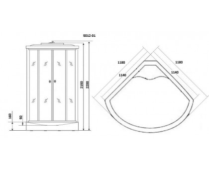 Душевая кабина Niagara NG-5012-01 120х120 см с тонированными стеклами