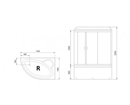 Душевая кабина Royal Bath RB 170ALP-T 170х100 см, с прозрачными стеклами, правосторонняя