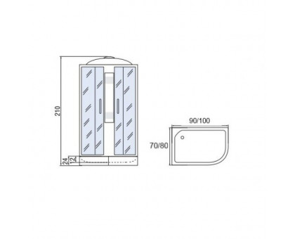 Душевая кабина Мономах 90/70/24 МЗ R 90х70х210, асимметричная