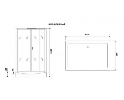 Душевая кабина Niagara Premium NG-6912-01GQR BLACK 120х80 см