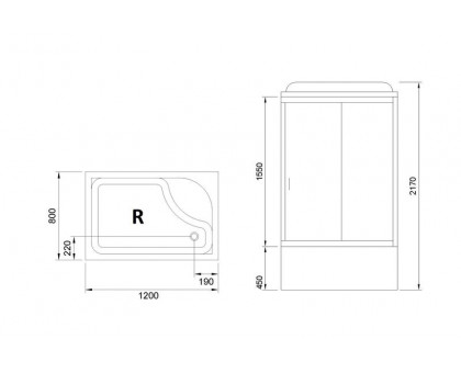 Душевая кабина Royal Bath RB 8120BP5-WT 120х80 см, с прозрачными стеклами , правосторонняя