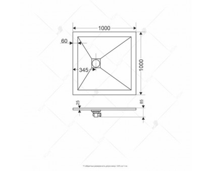 Душевой поддон RGW ST-G 100x100 см, квадратный, графит