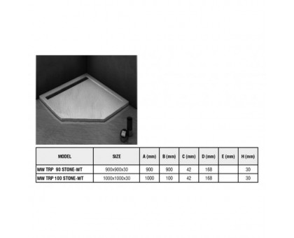 Душевой поддон WeltWasser WW TRP  90 STONE-WT 90х90 см белый с сифоном