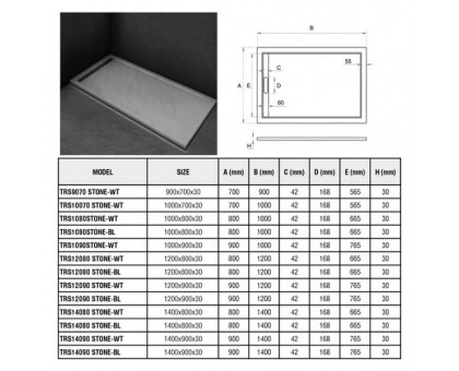 Душевой поддон WeltWasser WW TRS 12090 STONE-WT 120х90 см белый с сифоном