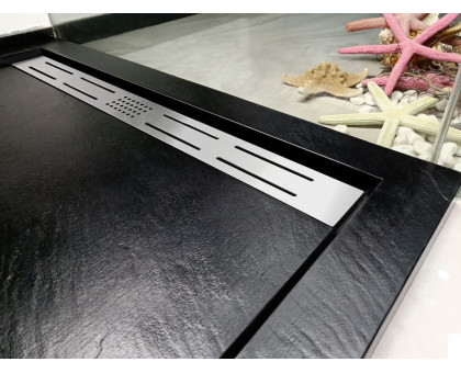 Душевой поддон WeltWasser WW TRS 100 STONE-BL 100х100 см черный с сифоном