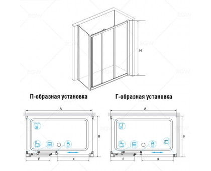 Душевой уголок RGW CL-40 (CL-11 + Z-12) 130x70, прозрачное стекло