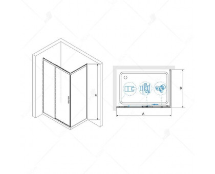 Душевой уголок RGW LE-41B (LE-12B + Z-050-2B) 120x100, прозрачное стекло
