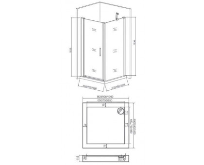 Душевое ограждение Good Door PANDORA CR-80-T-CH 80х80 см