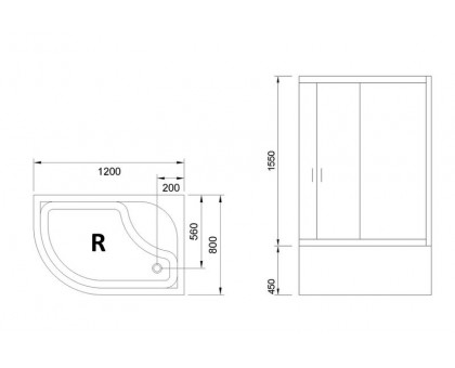 Душевой уголок Royal Bath RB 8120BK-C 120х80 см, с матовыми стеклами, правосторонний