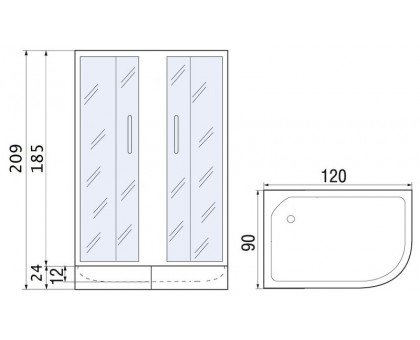 Душевой уголок River DON XL 120/90/24 МТ L/R без поддона